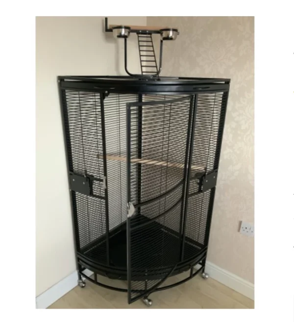 Parrot-Supplies Orlando Premium Play Top Corner Parrot Cage – Black