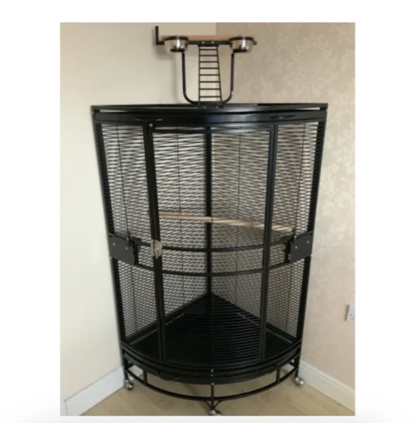 Parrot-Supplies Orlando Premium Play Top Corner Parrot Cage – Black